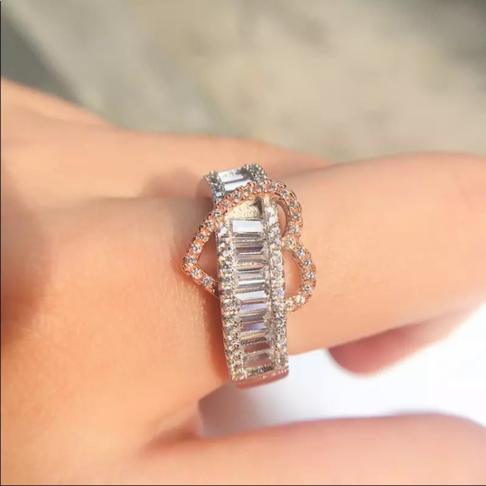 NEW Elegant Heart Silver Wedding Engagement Ring